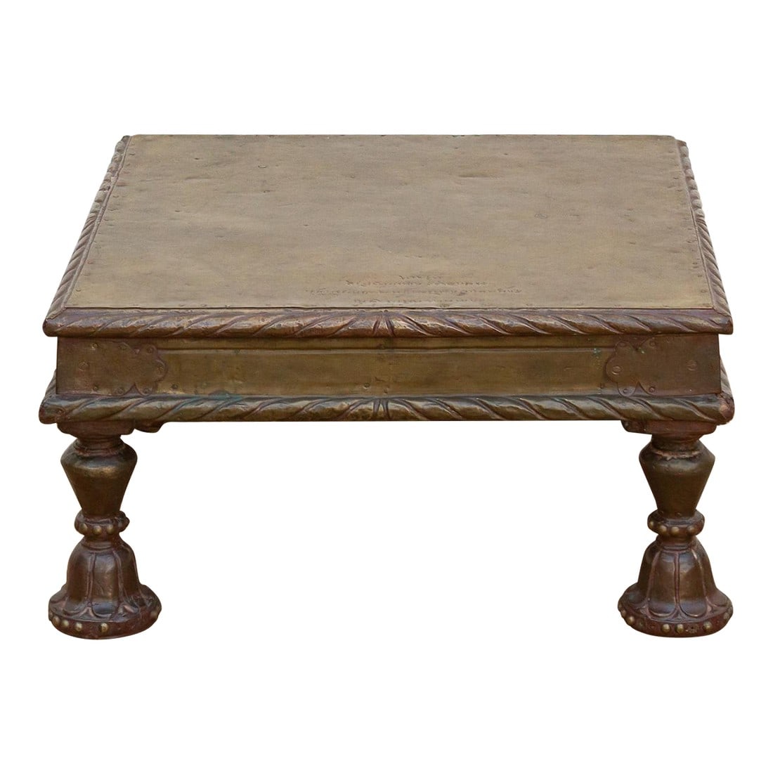 Antique Brass Laminate Bajot Table With Carved Legs (1 of 10)