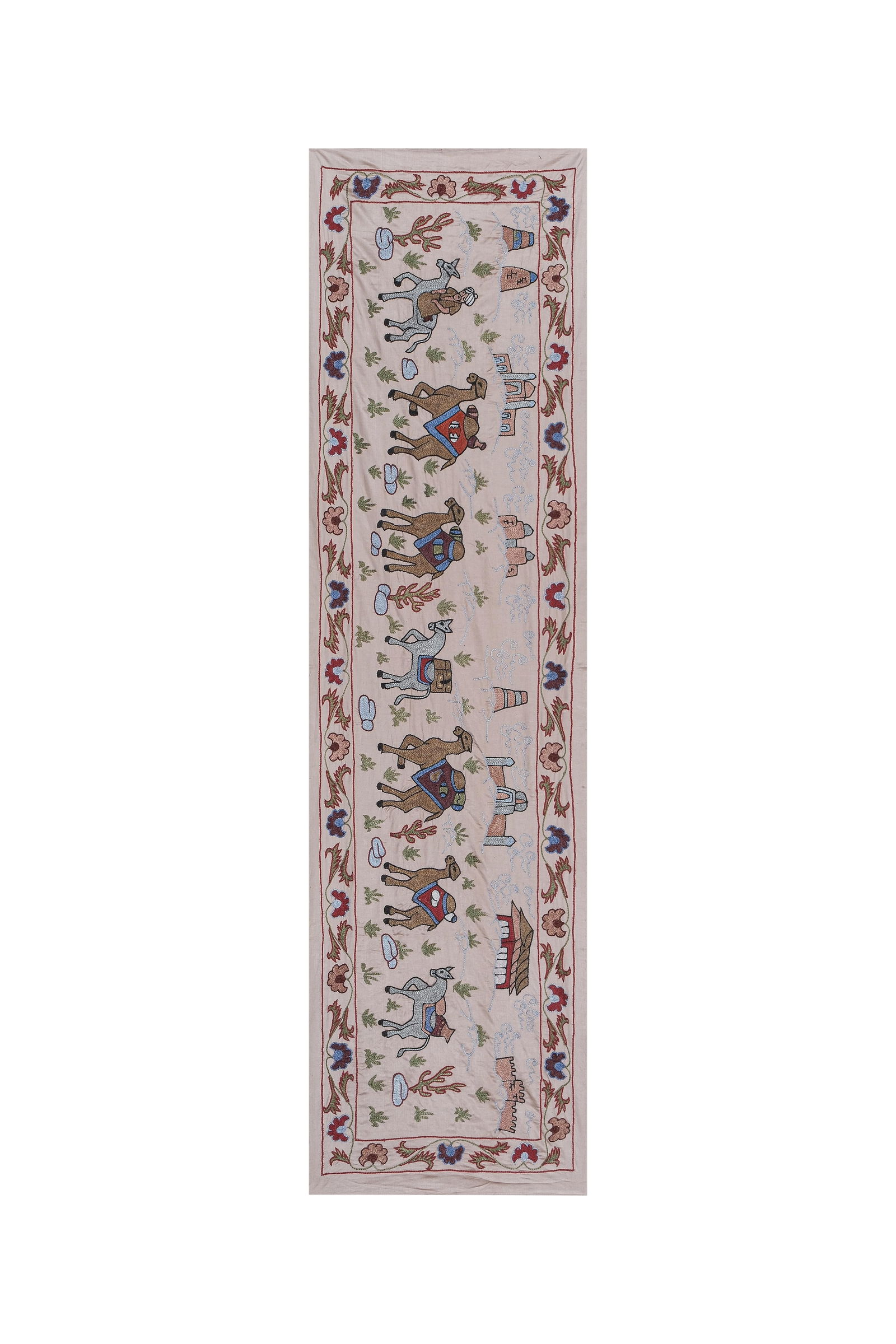 Tashkent Suzani Animal Silk Tablecloth Case Made From a 19th Century Textile - 2