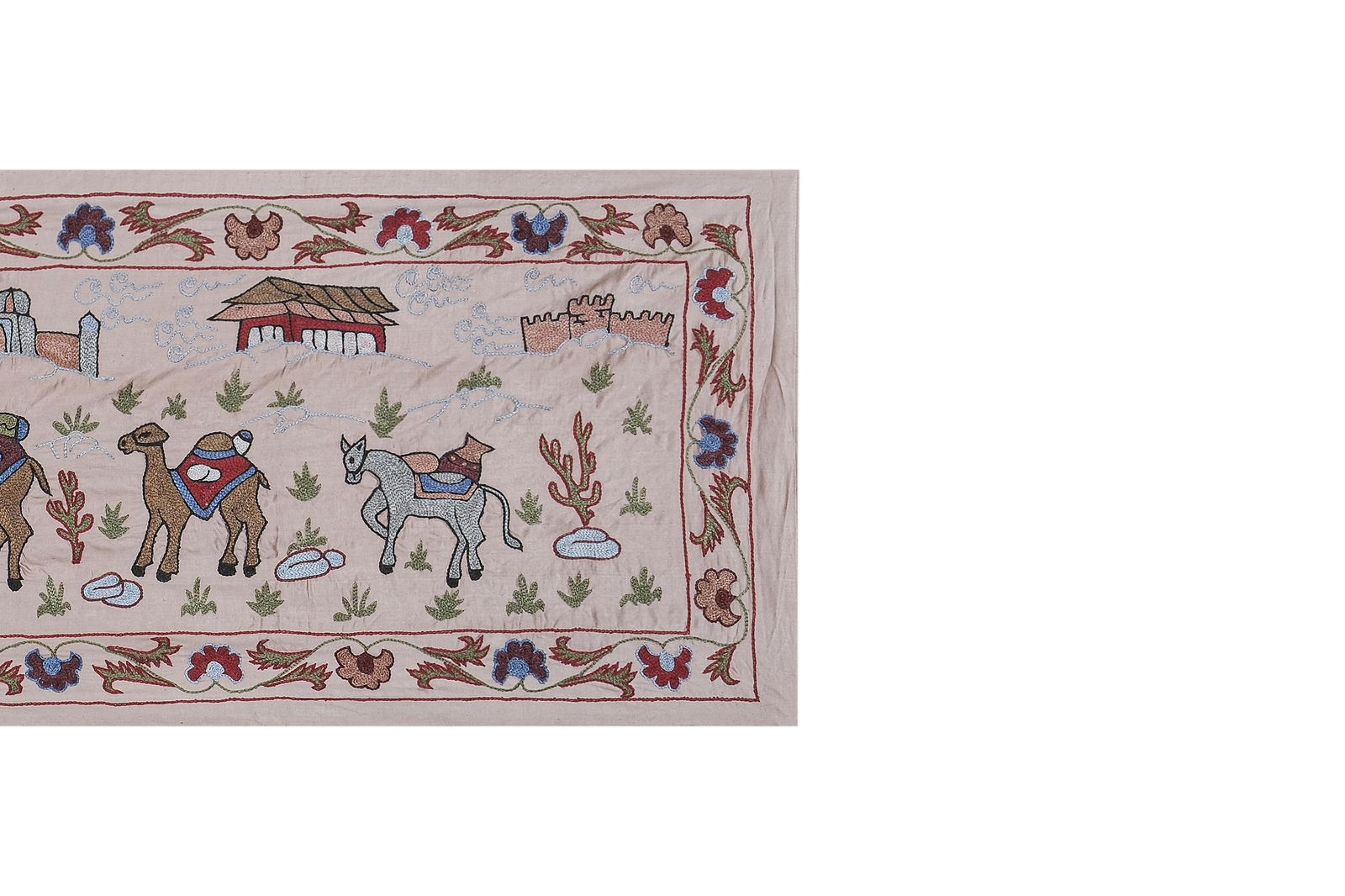 Tashkent Suzani Animal Silk Tablecloth Case Made From a 19th Century Textile - 3