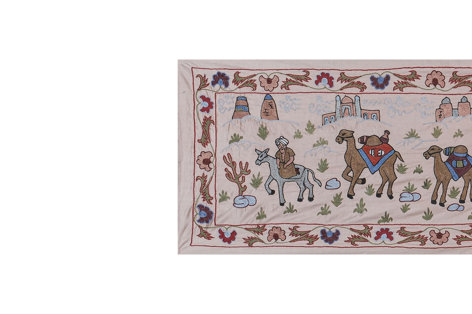Tashkent Suzani Animal Silk Tablecloth Case Made From a 19th Century Textile - 4