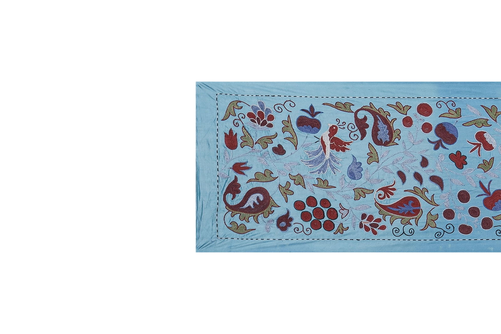 Blue Suzani Wall Tapestry - Floral Wall Decor 1'7'' X 6'2'' - 2