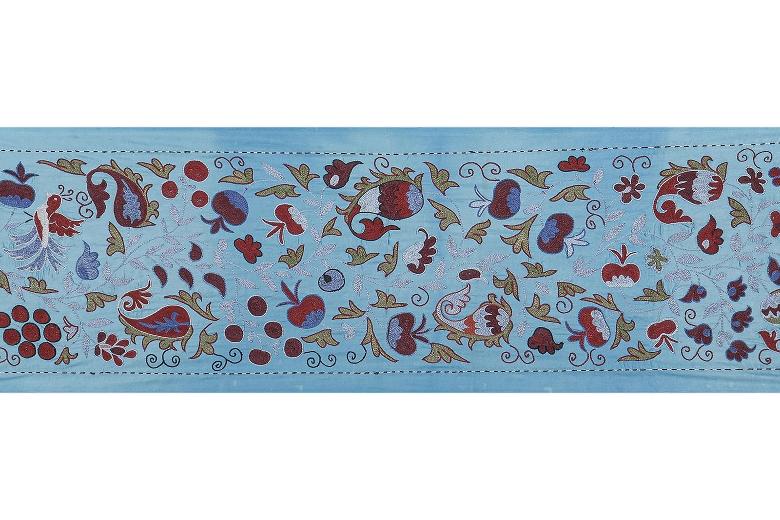 Blue Suzani Wall Tapestry - Floral Wall Decor 1'7'' X 6'2'' - 3