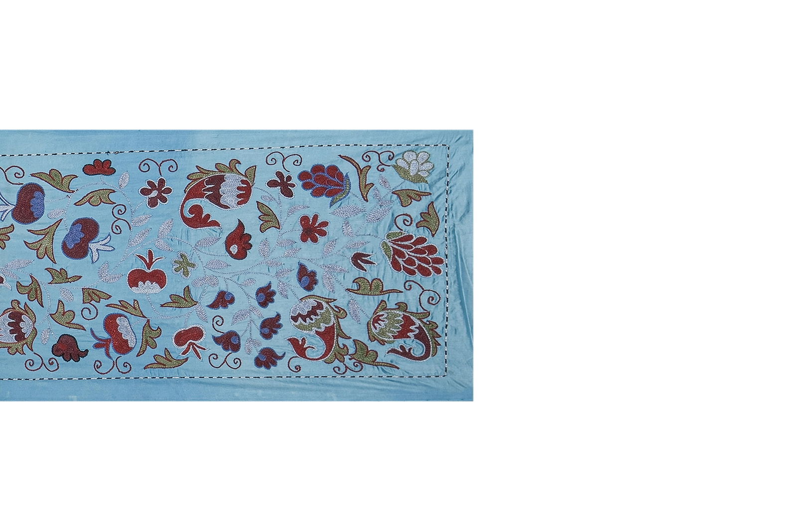 Blue Suzani Wall Tapestry - Floral Wall Decor 1'7'' X 6'2'' - 4