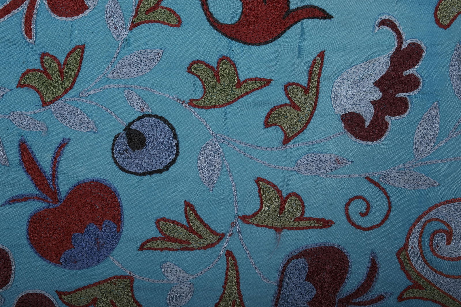 Blue Suzani Wall Tapestry - Floral Wall Decor 1'7'' X 6'2'' - 5