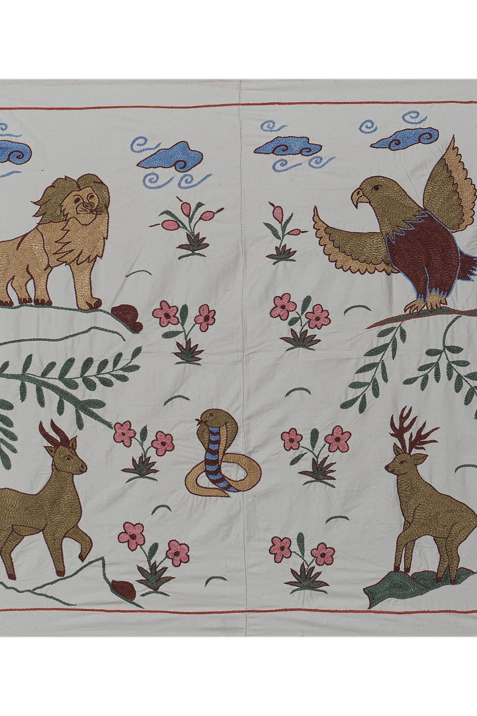 Animal Suzani Wall Hanging Decor 2'9'' X 3'2'' - 3