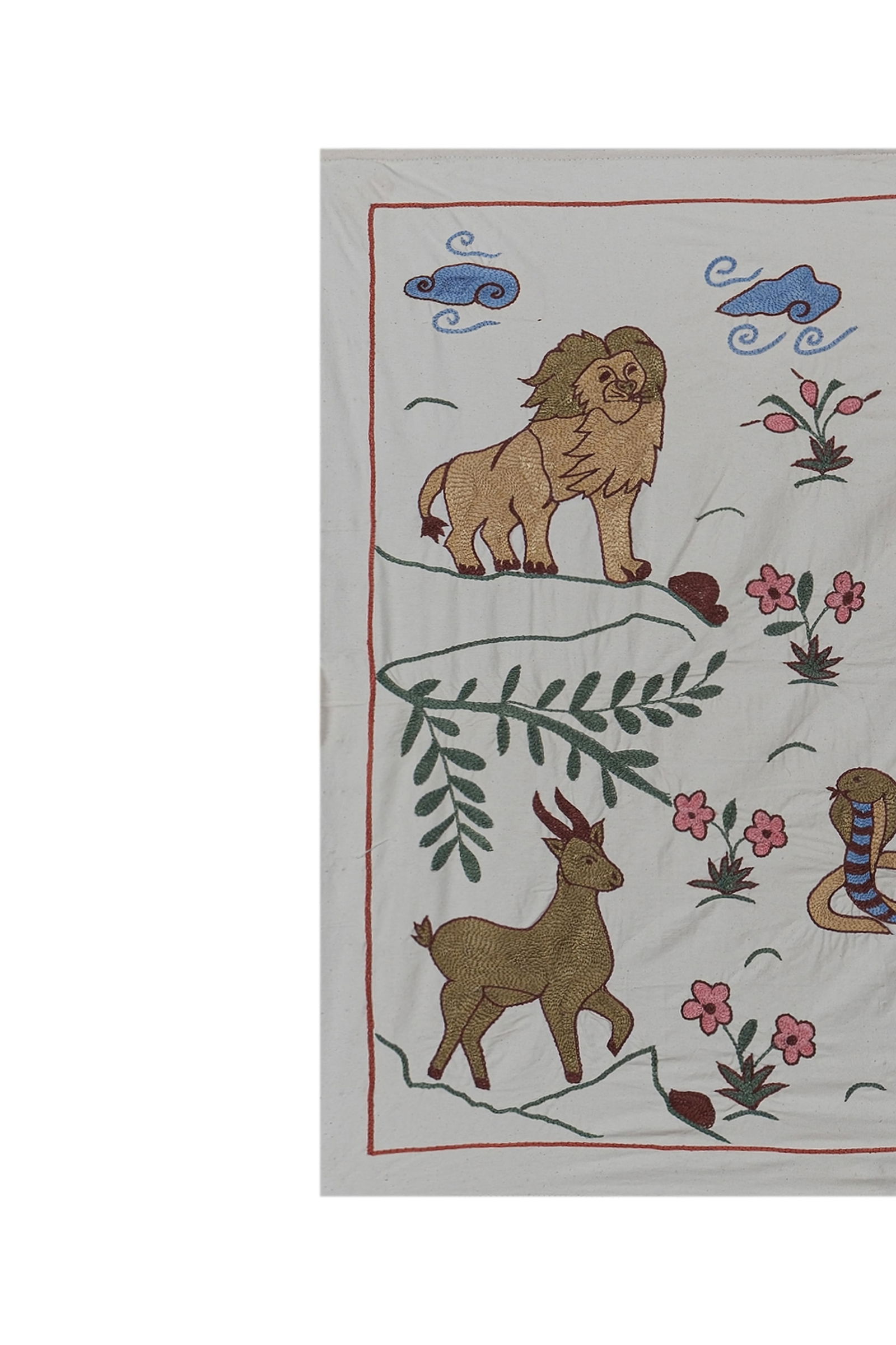 Animal Suzani Wall Hanging Decor 2'9'' X 3'2'' - 4