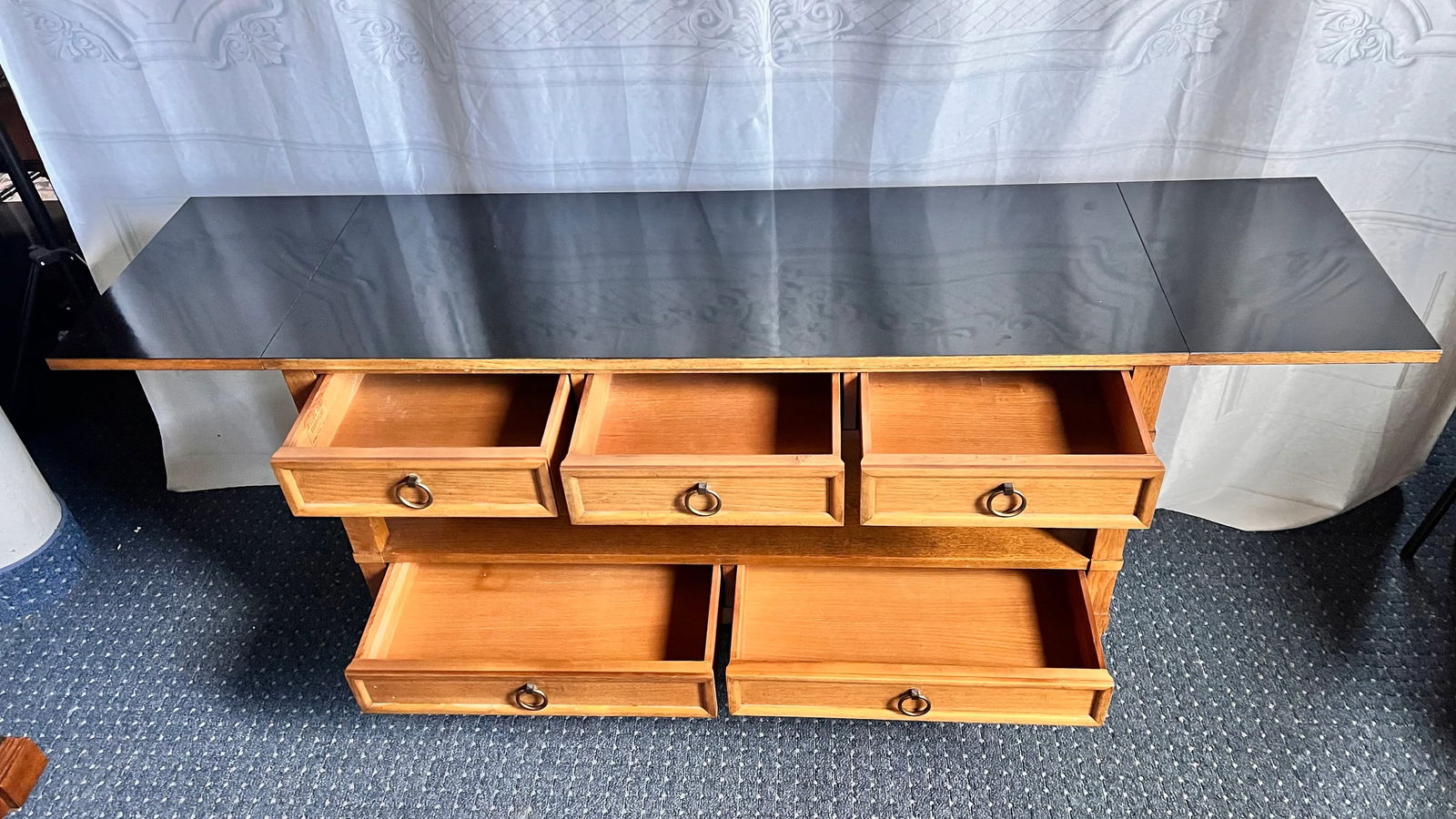 1960s Baker Milling Road Walnut Hollywood Regency Server Rolling Bar Cart Table - 5