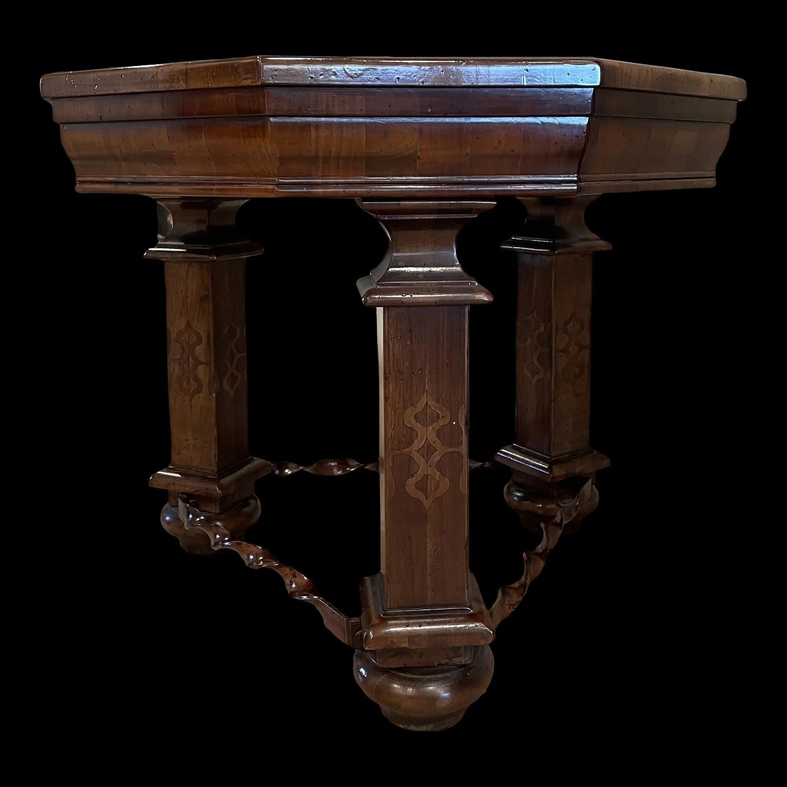 Tuscan Wood and Metal Side Table Etching and Inlaid Wood by Arte Brotto - 2