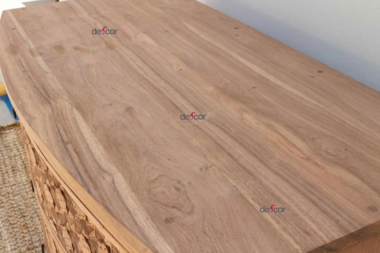 Bow Front Finely Carved Teak Dresser - 3