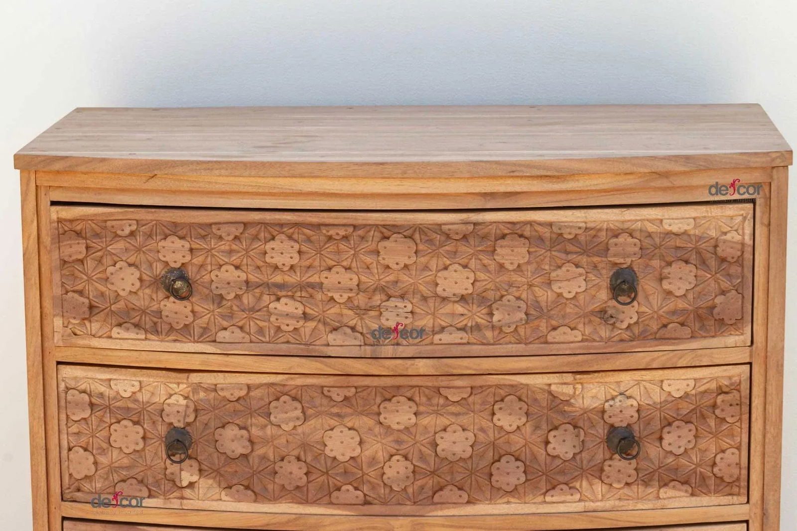 Bow Front Finely Carved Teak Dresser - 4