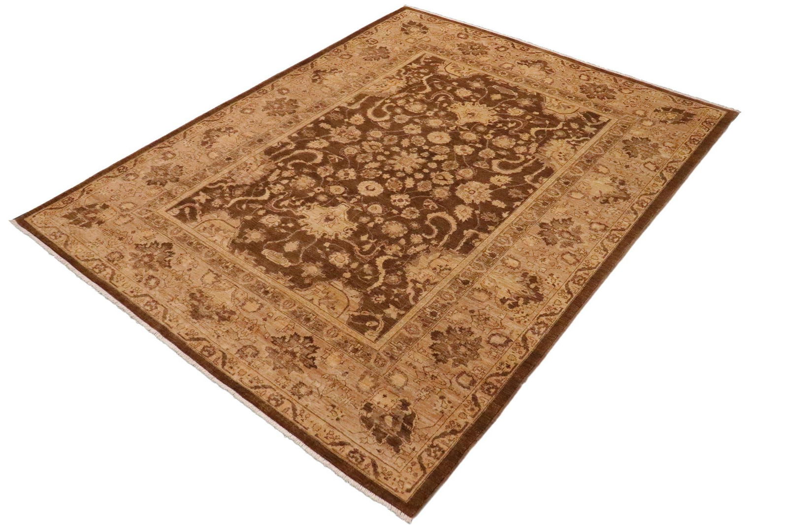 Classic Ziegler Brown Tan Hand-Knotted Wool Rug - 8'11'' X 11'10'' - 3