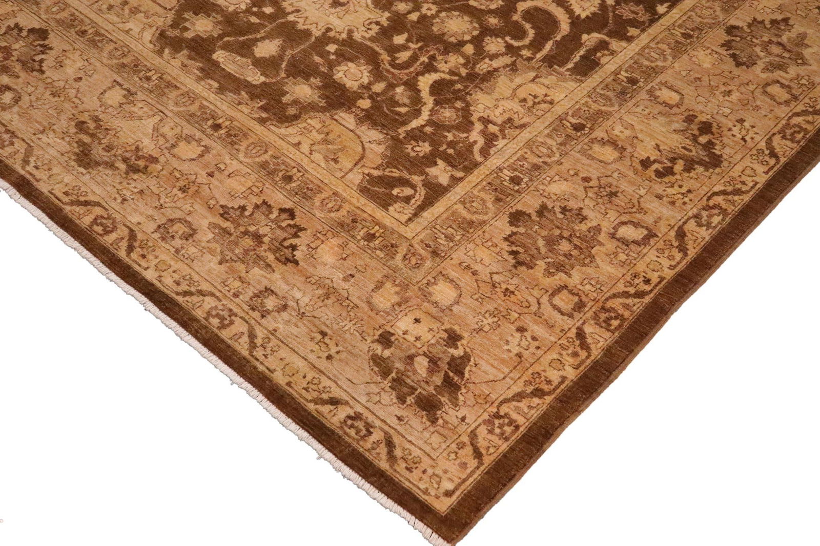 Classic Ziegler Brown Tan Hand-Knotted Wool Rug - 8'11'' X 11'10'' - 5