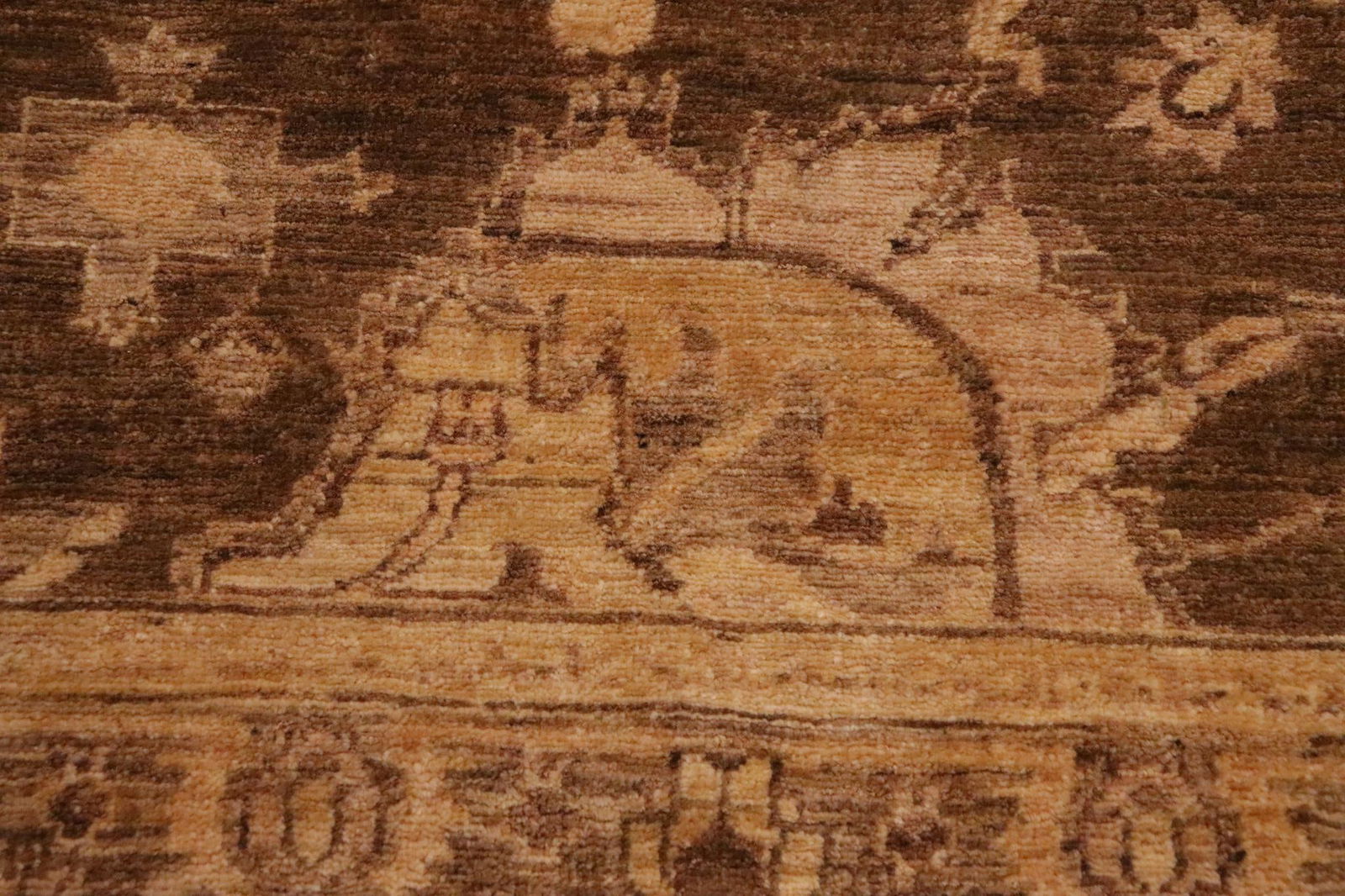 Classic Ziegler Brown Tan Hand-Knotted Wool Rug - 8'11'' X 11'10'' - 6