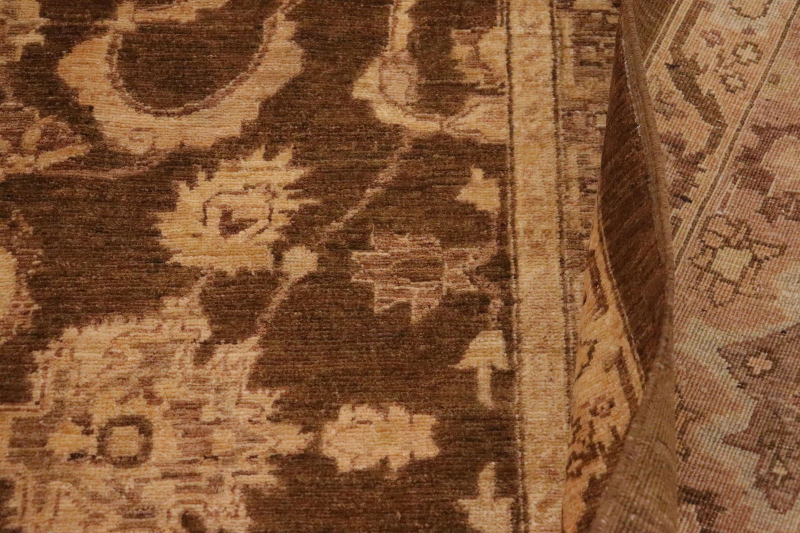 Classic Ziegler Brown Tan Hand-Knotted Wool Rug - 8'11'' X 11'10'' - 8