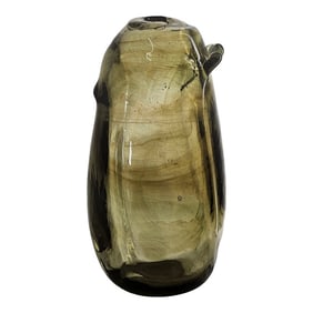 Organic Studio Art Glass Green Vase Hand Blown Ikebana 8"