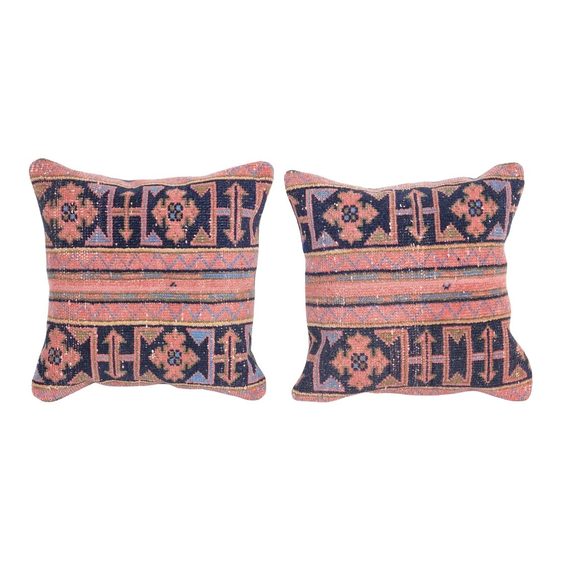 Turkish Carpet Rug Cushion Cover - a Pair 20'' X 20'': Turkish Carpet Rug Cushion Cover - A Pair 20'' x 20'' Elevate your home decor with these exquisite 20" x 20" pillow covers crafted from authentic vintage Turkish rugs, handwoven in the 1960s. The