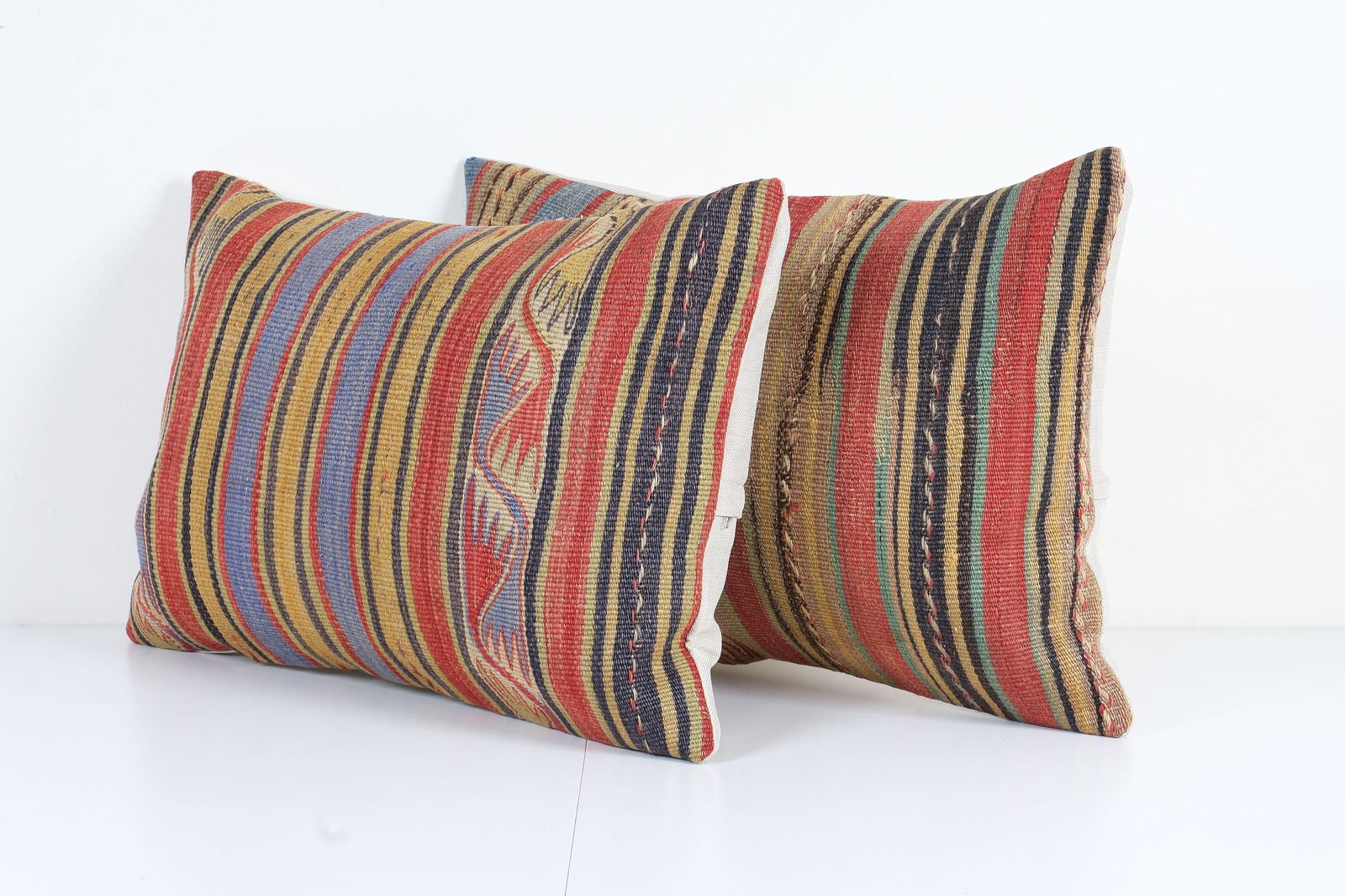 Striped Turkish Kilim Pillow - a Pair - 2