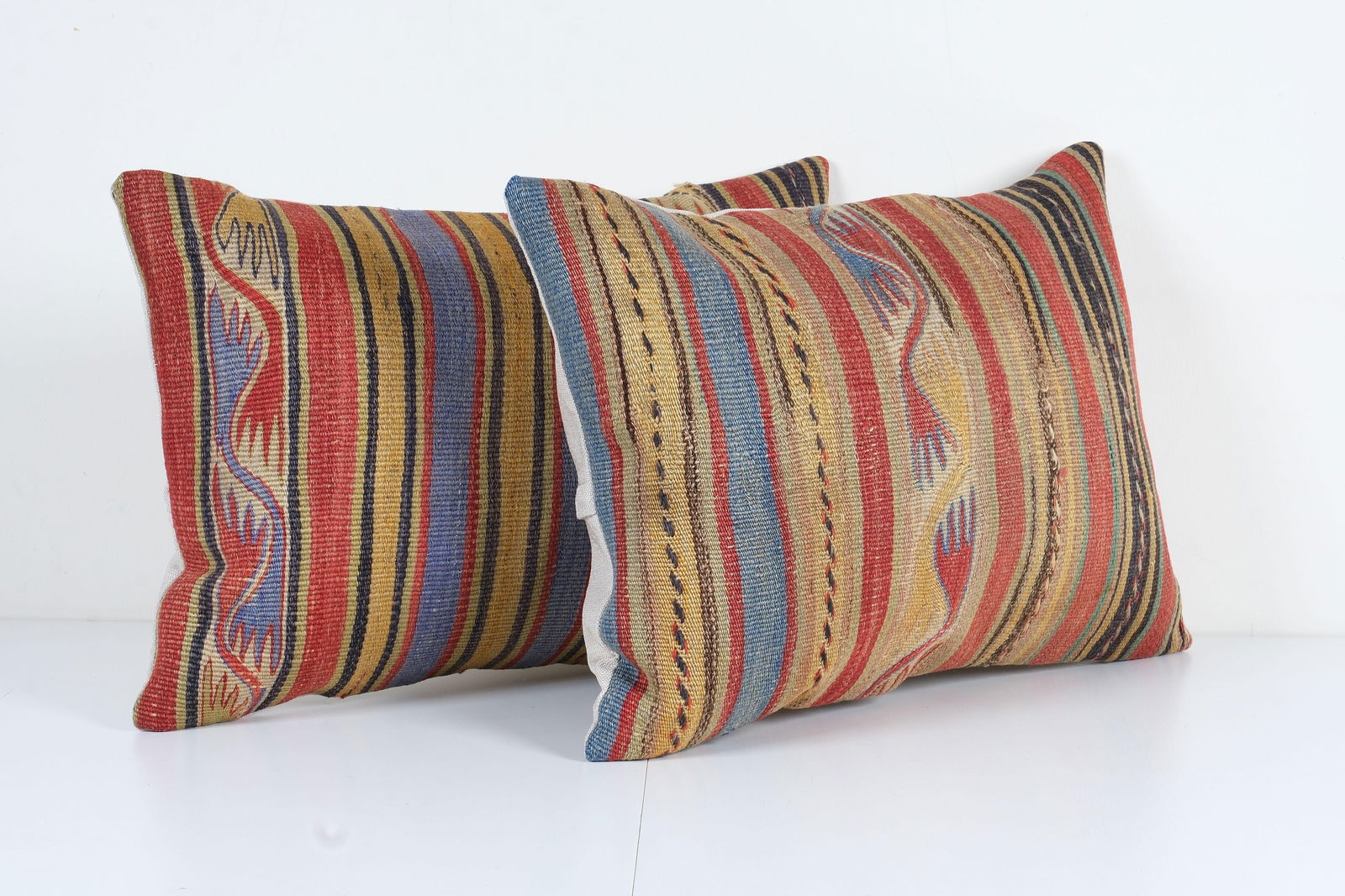 Striped Turkish Kilim Pillow - a Pair - 3