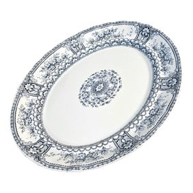 F. Winkle & Co. "Brisbane" Blue Transferware Oval Platter, England, c.1890s–1910s