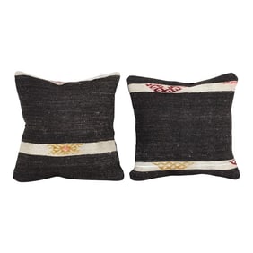 Set of Two Turkish Kilim Pillow Cover, Rustic Anatolian House Decor, Matching Cushion Cover 15'' X 1