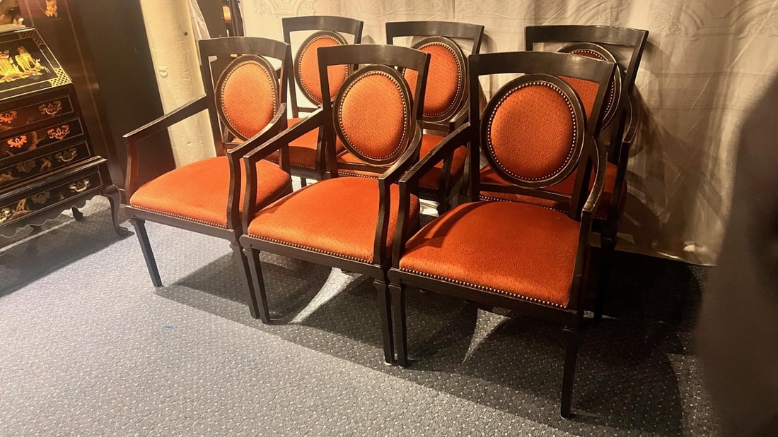 Set of 6 Upholstered Dining Arm Chars by Minton-Spidell, 1990s - 2