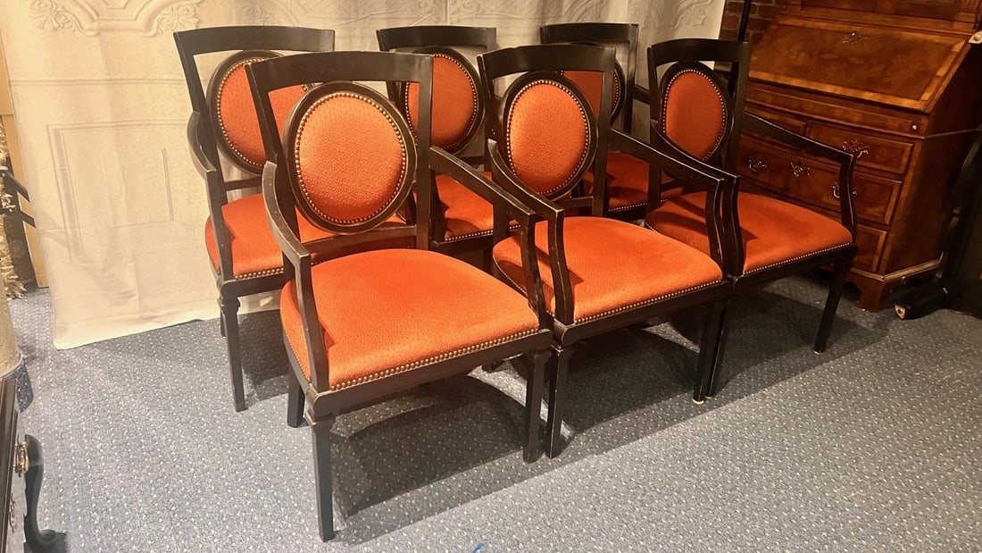 Set of 6 Upholstered Dining Arm Chars by Minton-Spidell, 1990s - 3