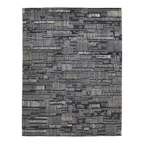 Modern Moroccan Style Wool Rug in Gray Featuring a Geometric Design by Apadana