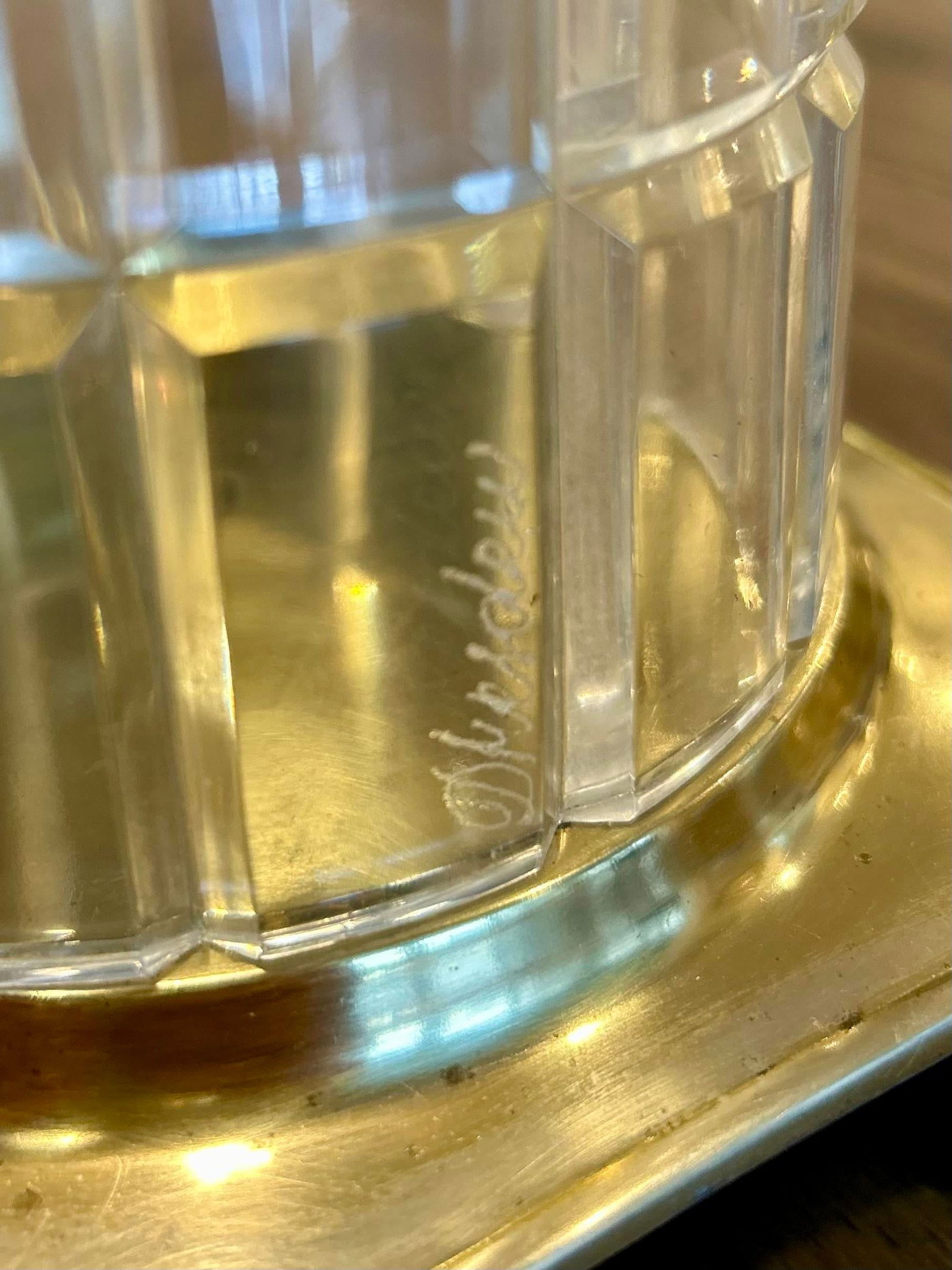 Vintage Dresden Hollywood Regency Crystal and Brass Column Table Lamp - 5