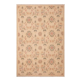 Shabby Chic Ziegler Tan Green Hand-Knotted Wool Rug - 5'10'' X 8'8''