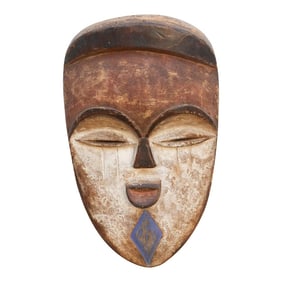 Charming Carved & Painted Kwele Mask