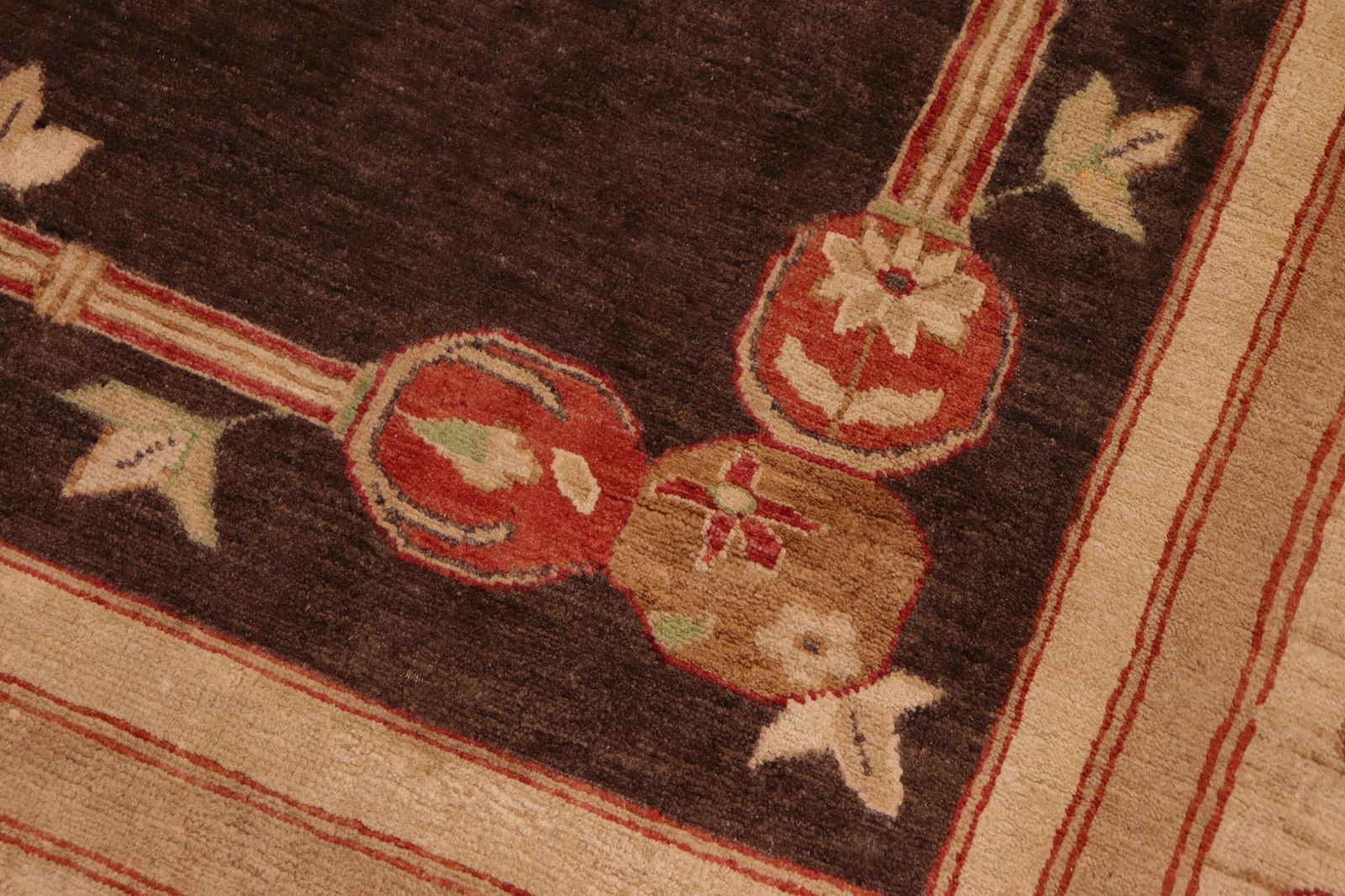 Rustic Heriz Ziegler Brown Tan Hand-Knotted Rug - 9'10'' X 13'11'' - 6