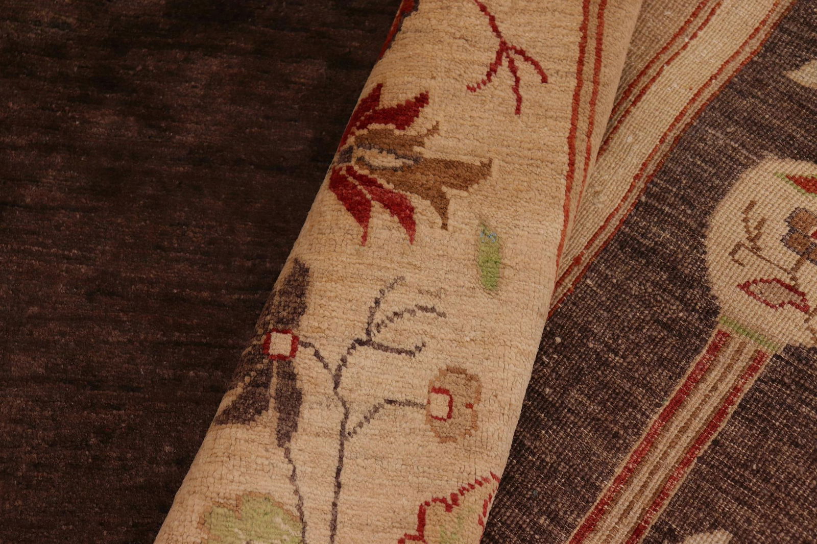 Rustic Heriz Ziegler Brown Tan Hand-Knotted Rug - 9'10'' X 13'11'' - 8