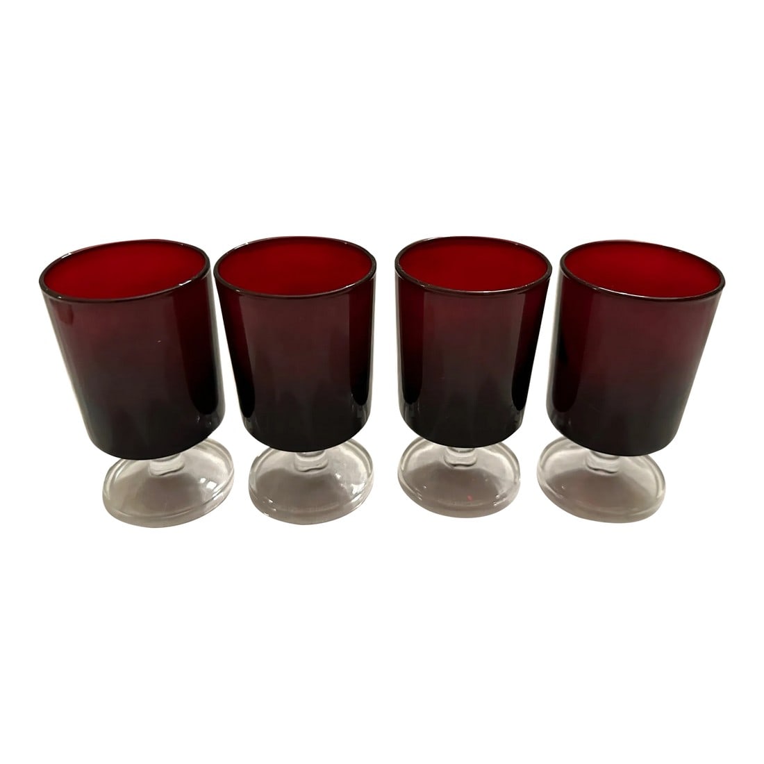 Set of 4 Cristal d'Arques-Durand "Cavalier Ruby" Wine Glasses (1 of 5)