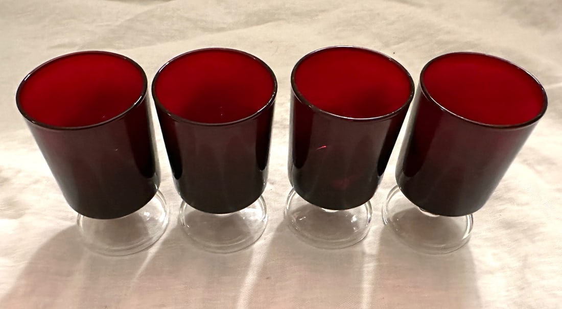Set of 4 Cristal d'Arques-Durand "Cavalier Ruby" Wine Glasses - 5