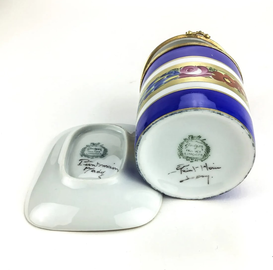 Vintage Limoges Singer Signed Rare Set Ashtray and Cigarette Holder - 11
