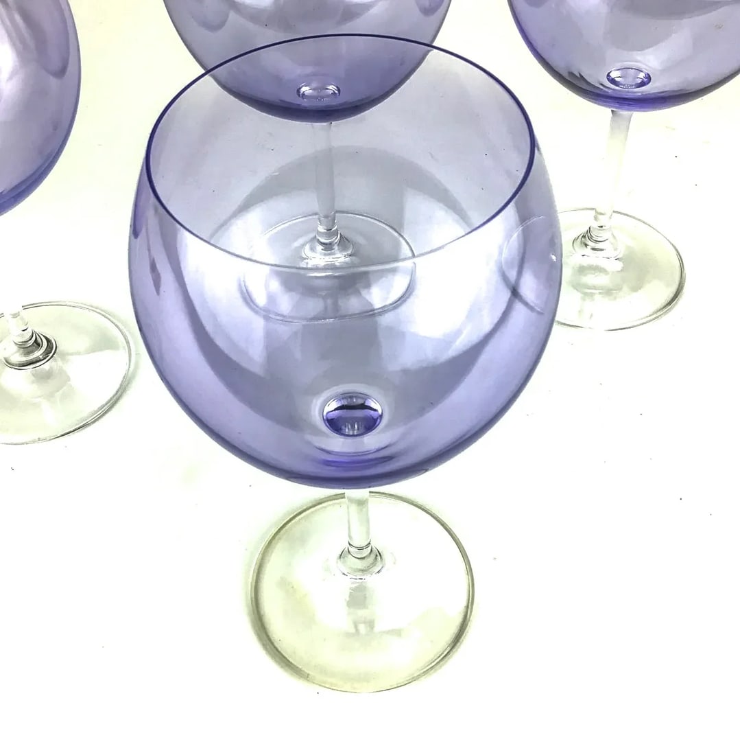 Vintage Crystal Wine Lavender Glass Set of 4 - 5