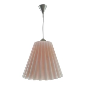 1980s Vintage Pink Murano Glass Scalloped Pleated Pendant Light