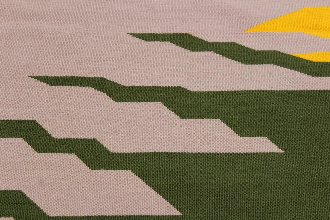 Tribal Kilim Grey Blue Wool Rug - 7'10" X 9'11" - 4