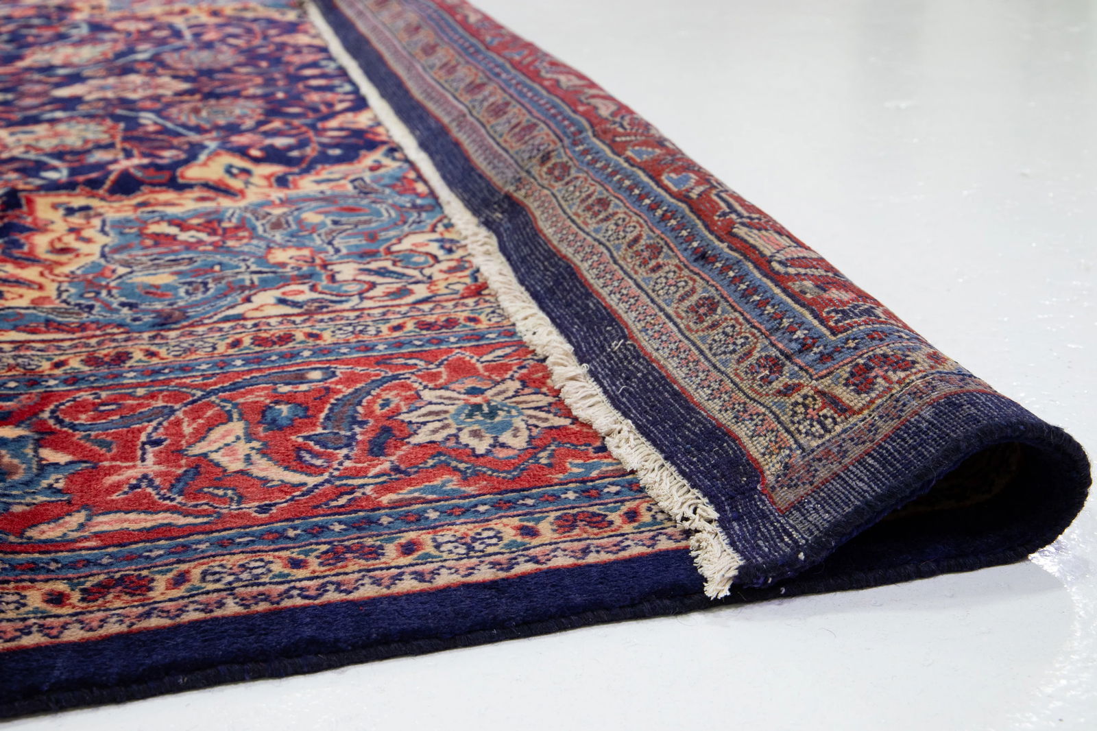 Vintage Mahal Hand Knotted Wool Rug in Blue With Medallion Design - 4