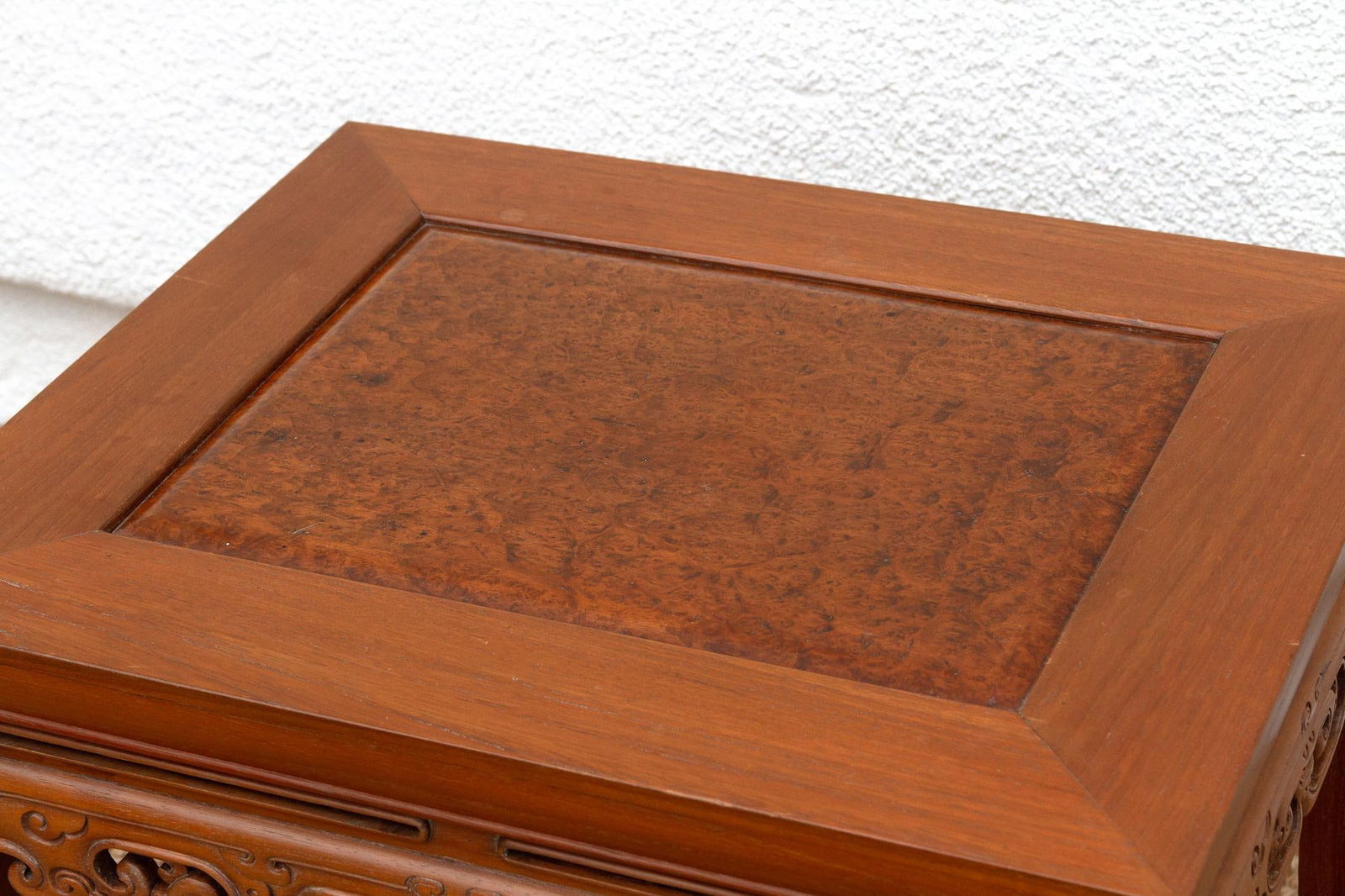 Pair of Vintage Carved Elm & Burr End Tables - 11