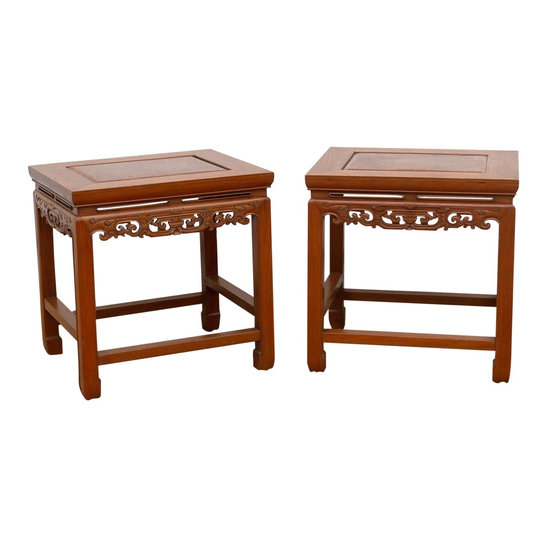 Pair of Vintage Carved Elm & Burr End Tables (1 of 12)