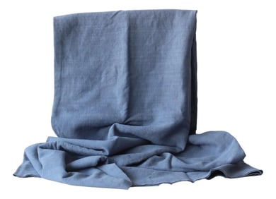 1920s French Blue Linen Tablecloth | 88" X 64"