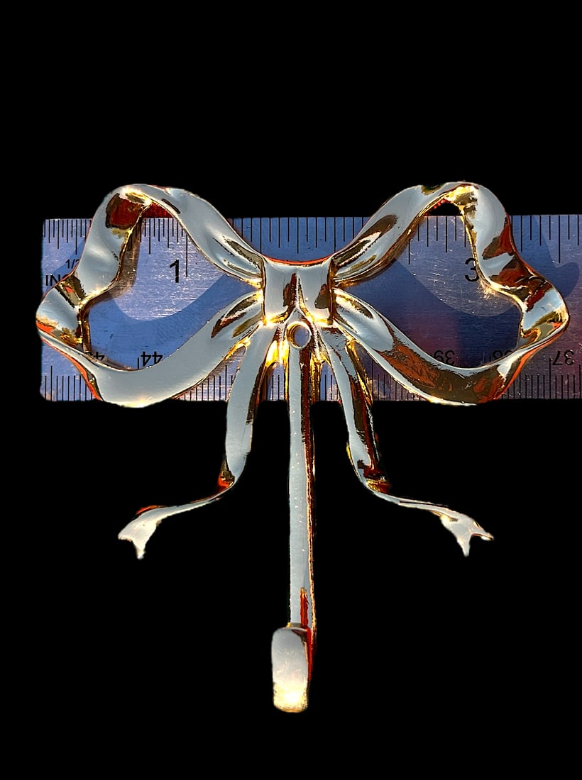 1990s Lacquered Brass Bow Wall Hooks - a Pair - 3