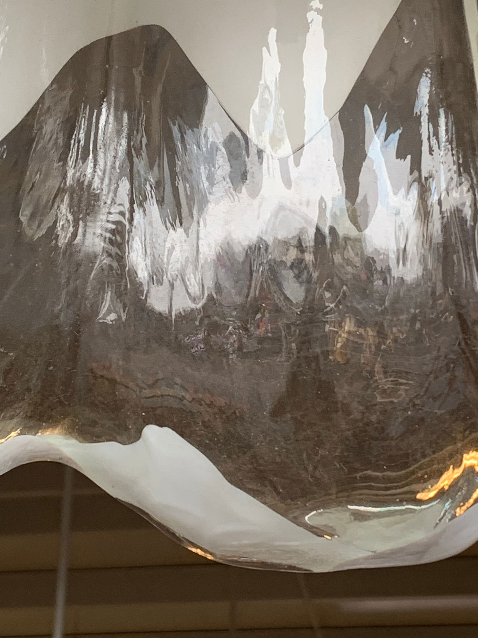 1970s Murano Style Glass Tulip Pendant Lamp With Ribbon Fluted Edges - 4