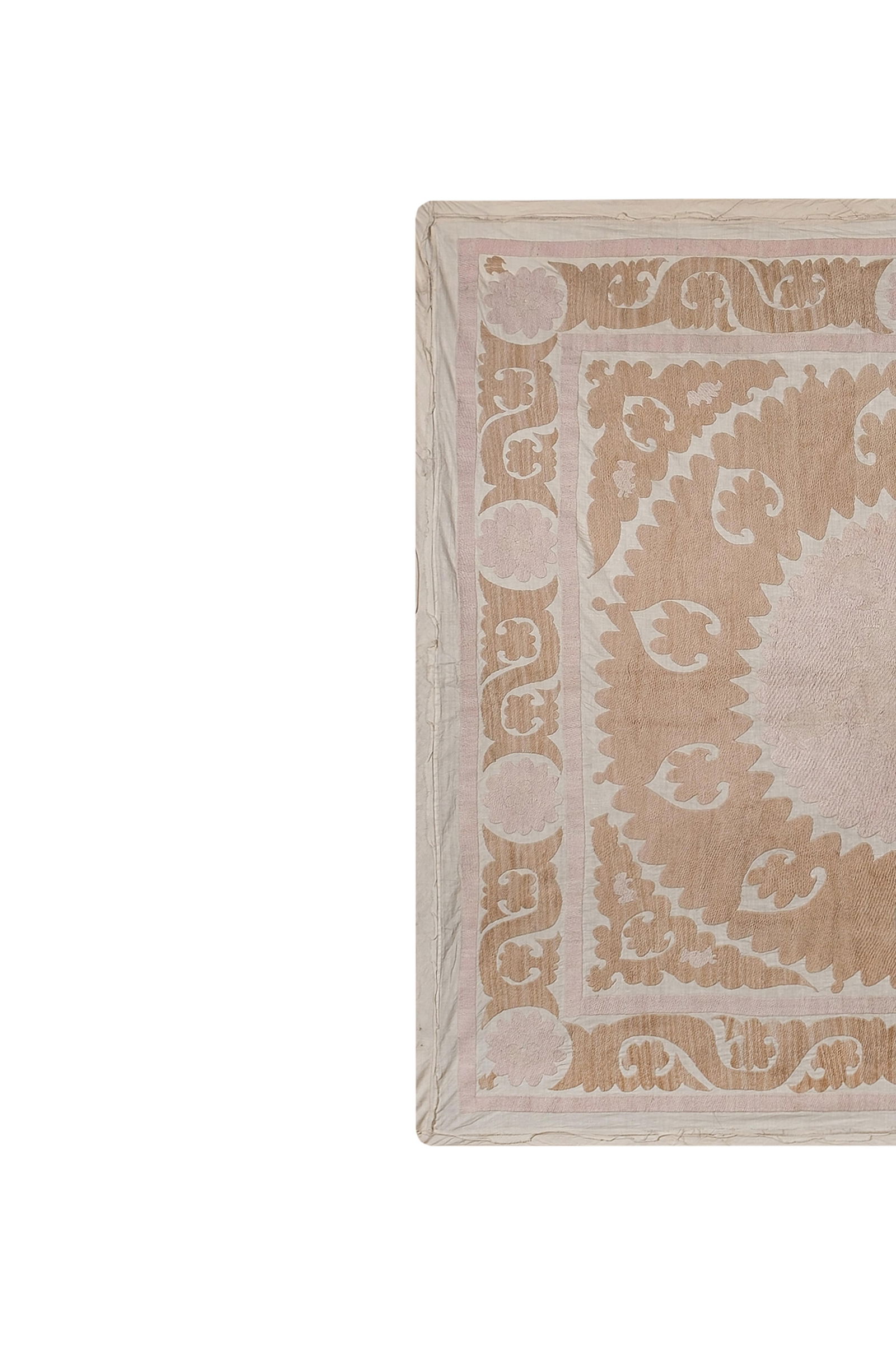 Bukhara Suzani Throw - Pink and Tan Bohemian Wall Decor - 2