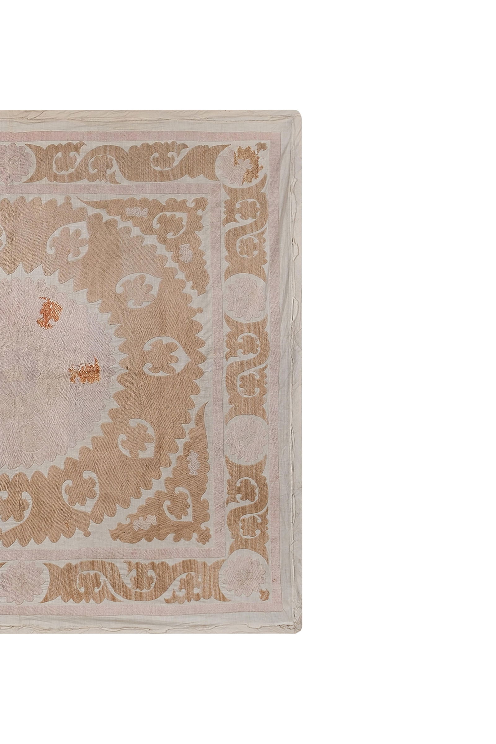 Bukhara Suzani Throw - Pink and Tan Bohemian Wall Decor - 3