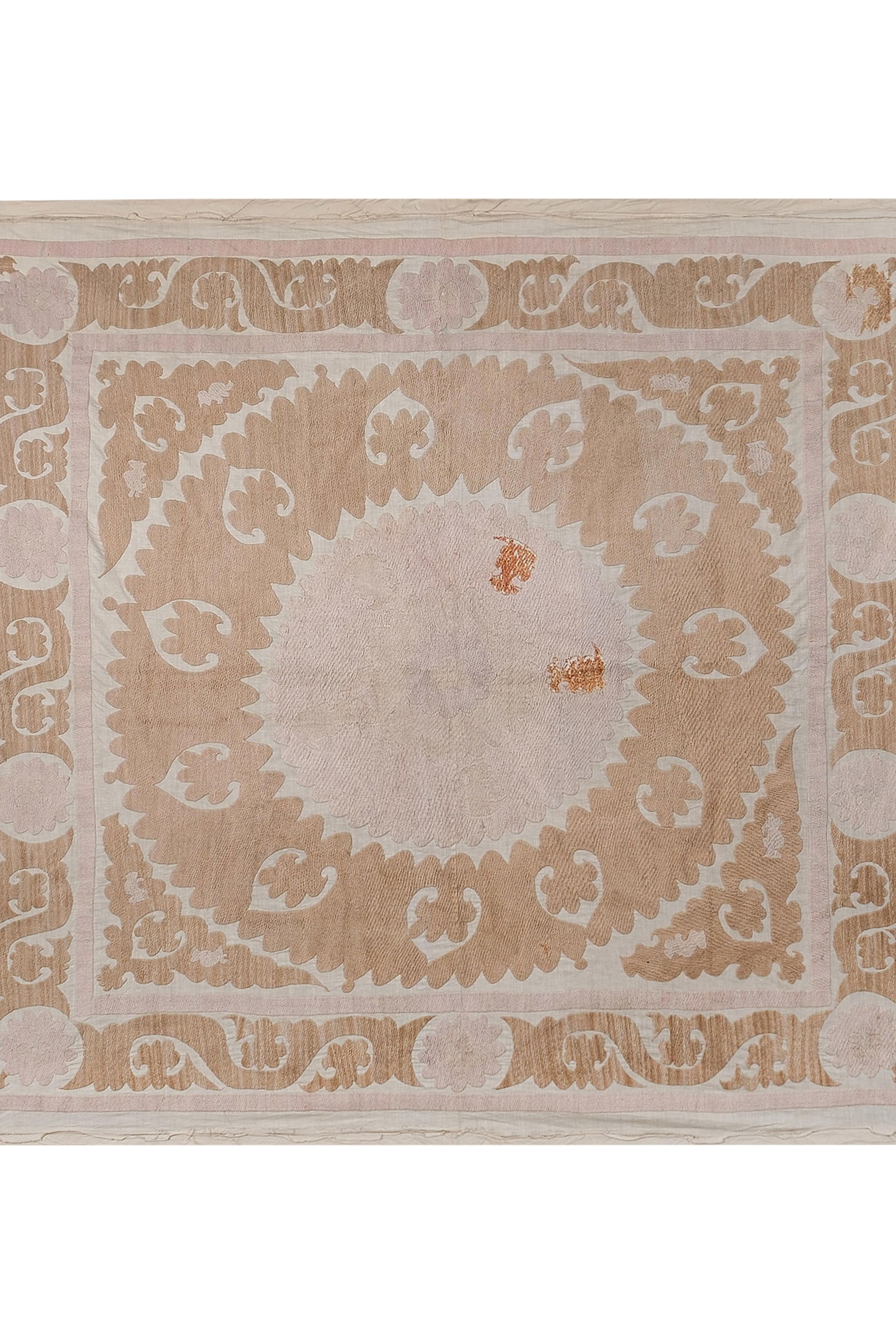 Bukhara Suzani Throw - Pink and Tan Bohemian Wall Decor - 4