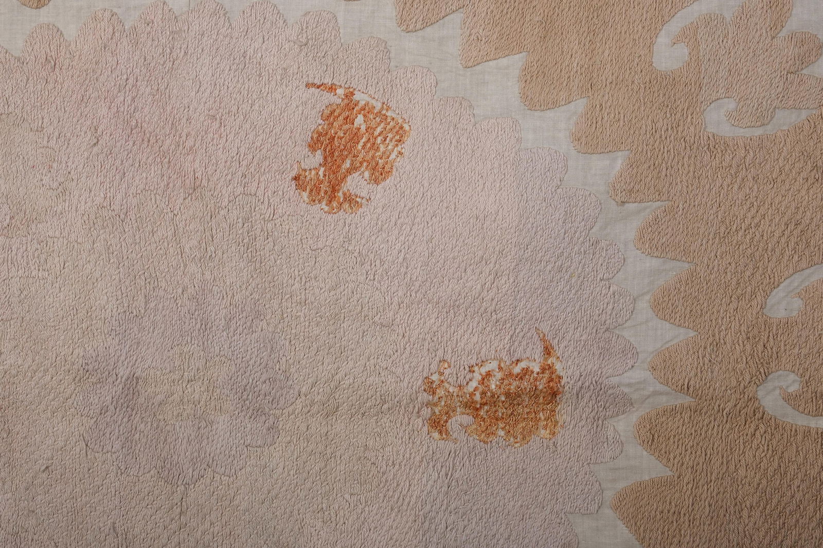 Bukhara Suzani Throw - Pink and Tan Bohemian Wall Decor - 6