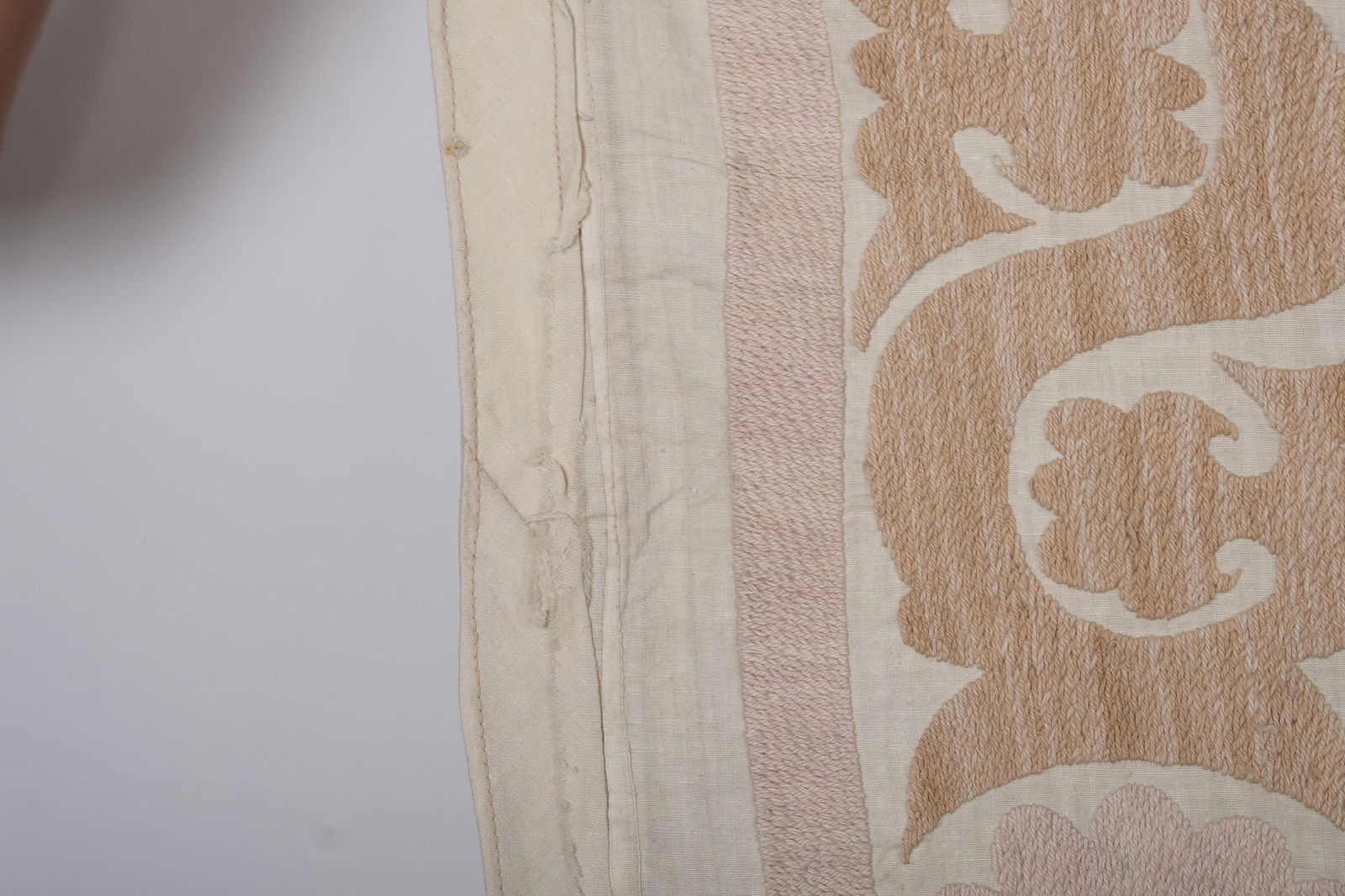 Bukhara Suzani Throw - Pink and Tan Bohemian Wall Decor - 7