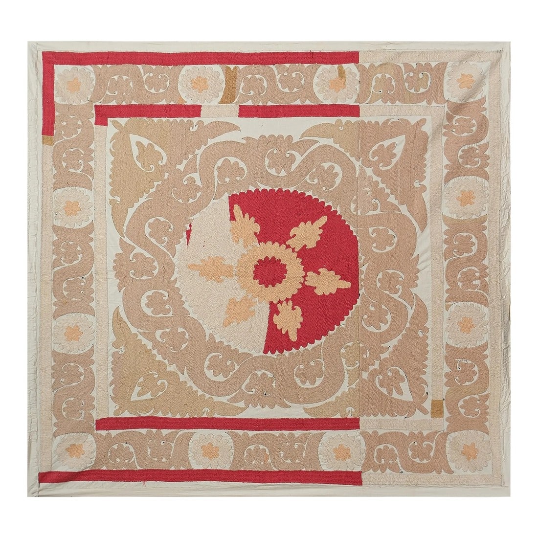 Suzani White Washed Pastel Tapestry